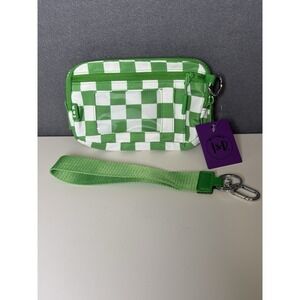 Iris & Rainbow Iris Plus Wallet Kelly Green Checkered with Wristlet Strap